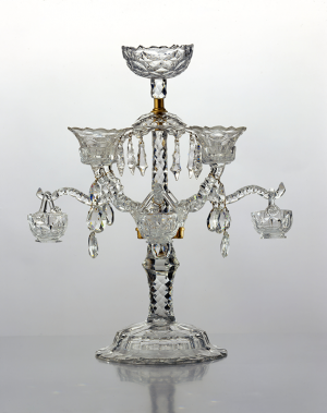 Sweetmeat Stand , England, 1760-65 Colorless lead glass; gilded base metal (ormolu)