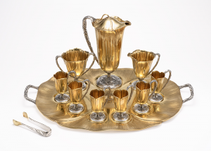 Chocolate set and cup, 1915, made by Gorham Manufacturing Company