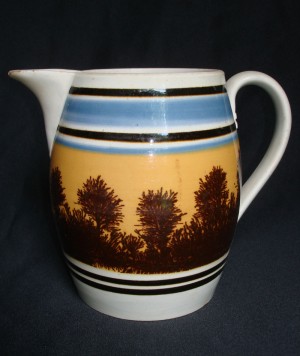 English Mocha Jug ca. 1830 with dendritic landscape decoration