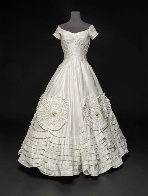 wedding gown designed by Ann Lowe and worn by Jacqueline Bouvier