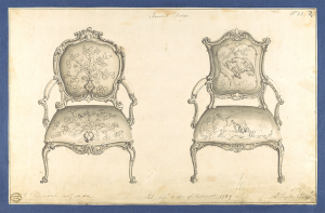 “French Chairs,” by Thomas Chippendale, preparatory drawing for Gentleman and Cabinetmaker’s Directory, London, 1759