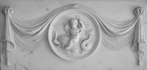 White marble chimney-piece with verde inlay (detail), attributed to John Bacon the Elder, London, ca. 1789