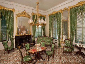 The drawing room at Melrose, reflecting the height of interior design in the mid-19th century.