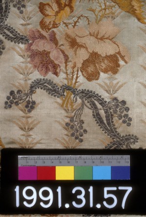Silk with metallic fibers, 1743-1770. Detail.