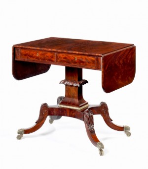 Sofa table in the Grecian style attributed to Thomas Seymour, probably for Isaac Vose & Son, Boston, ca. 1819-1820.