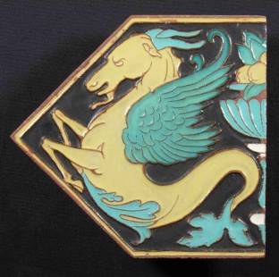 Julia Morgan for California Faience, “Seahorse” bedroom floor tile, Hearst Castle, 1922 