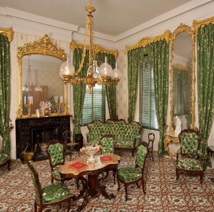 The drawing room at Melrose, reflecting the height of interior design in the mid-19th century.