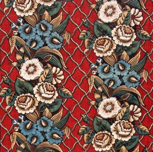 Floral stripe on a trellis background